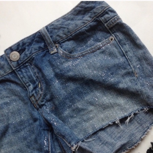 American Eagle Outfitters metallic sparkle cutoff shorts y2k early 2000s - Picture 3 of 7